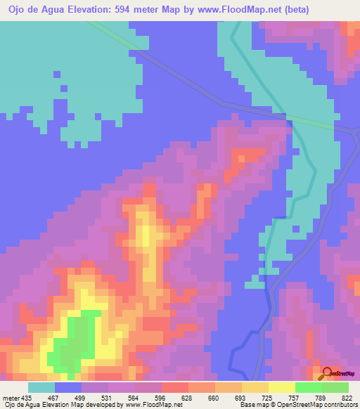 Ojo de Agua,Honduras Elevation Map