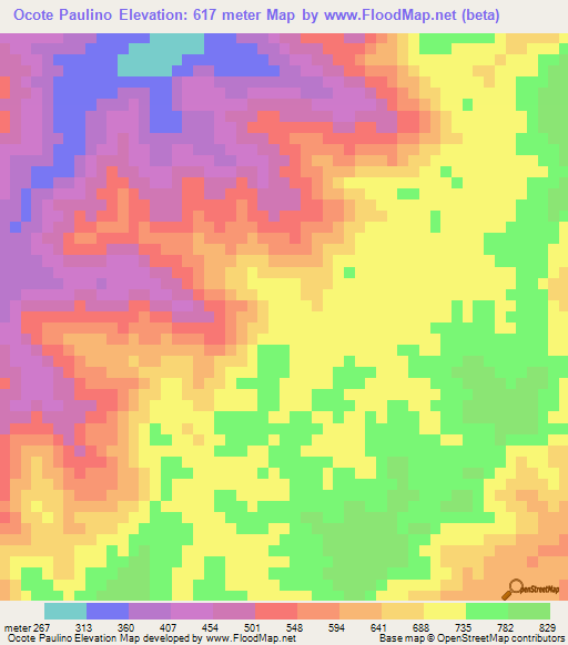 Ocote Paulino,Honduras Elevation Map