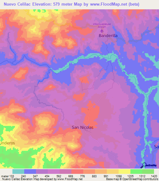 Nuevo Celilac,Honduras Elevation Map