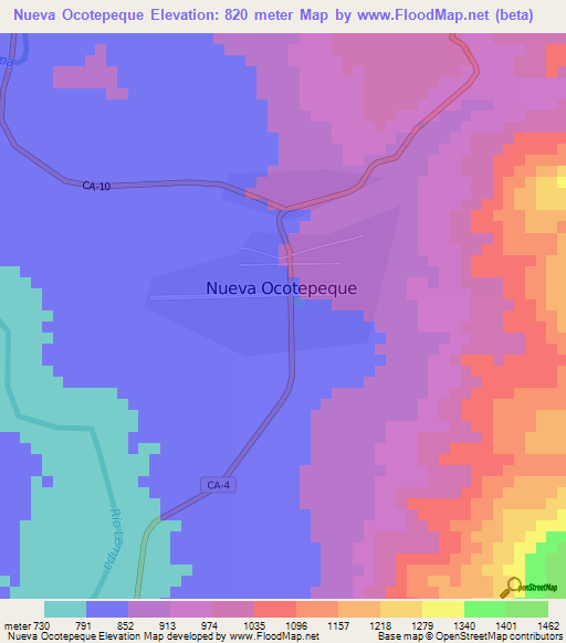 Nueva Ocotepeque,Honduras Elevation Map