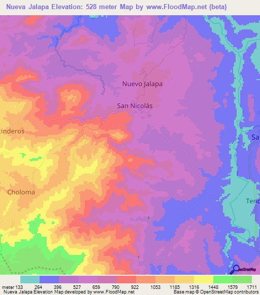 Nueva Jalapa,Honduras Elevation Map