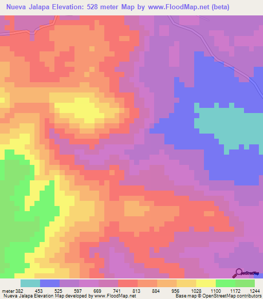 Nueva Jalapa,Honduras Elevation Map