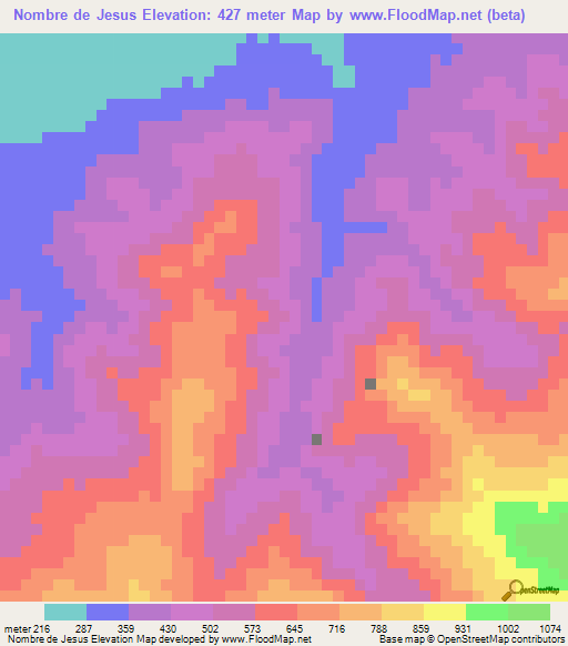Nombre de Jesus,Honduras Elevation Map