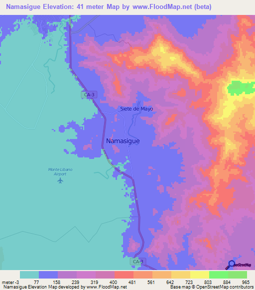 Namasigue,Honduras Elevation Map