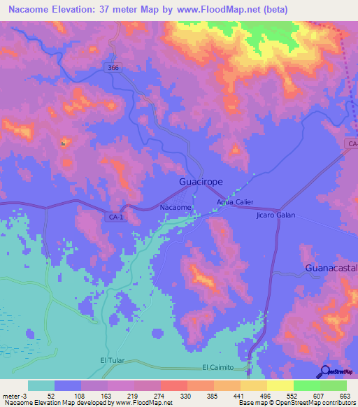 Nacaome,Honduras Elevation Map