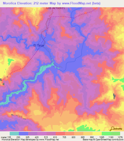 Morolica,Honduras Elevation Map