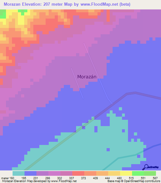 Morazan,Honduras Elevation Map