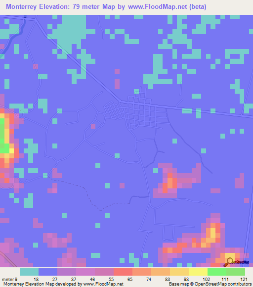 Monterrey,Honduras Elevation Map