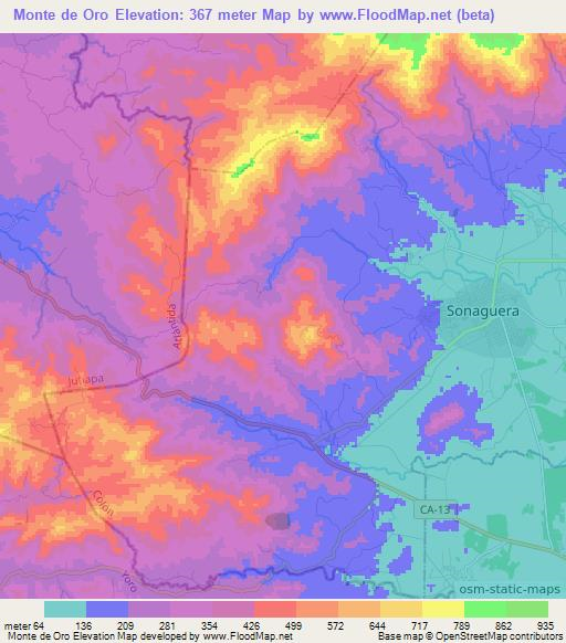 Monte de Oro,Honduras Elevation Map