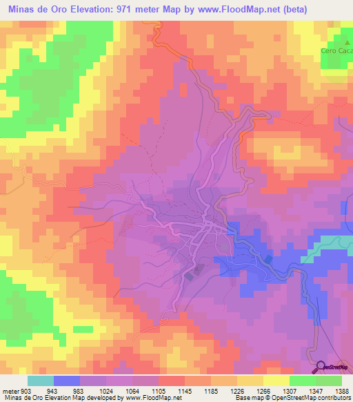 Minas de Oro,Honduras Elevation Map