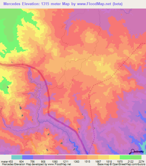 Mercedes,Honduras Elevation Map