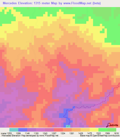 Mercedes,Honduras Elevation Map