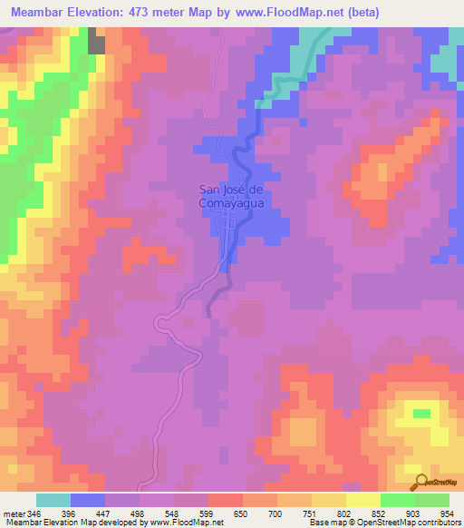 Meambar,Honduras Elevation Map