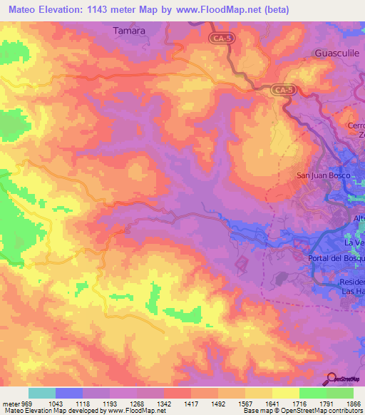 Mateo,Honduras Elevation Map