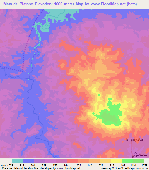 Mata de Platano,Honduras Elevation Map