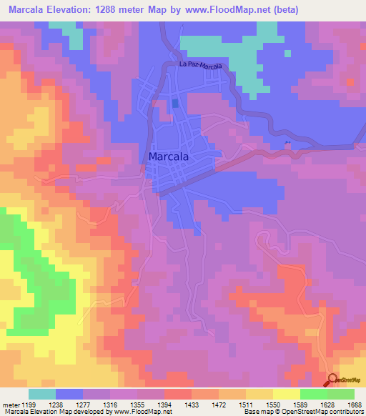 Marcala,Honduras Elevation Map