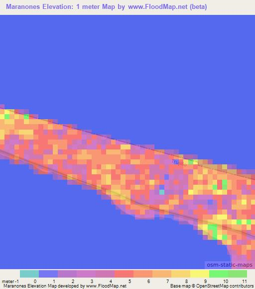 Maranones,Honduras Elevation Map
