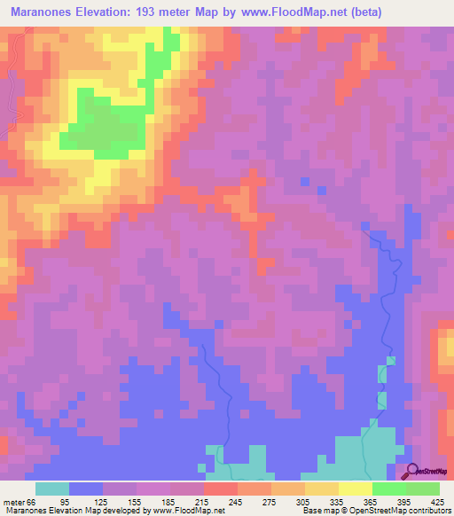 Maranones,Honduras Elevation Map