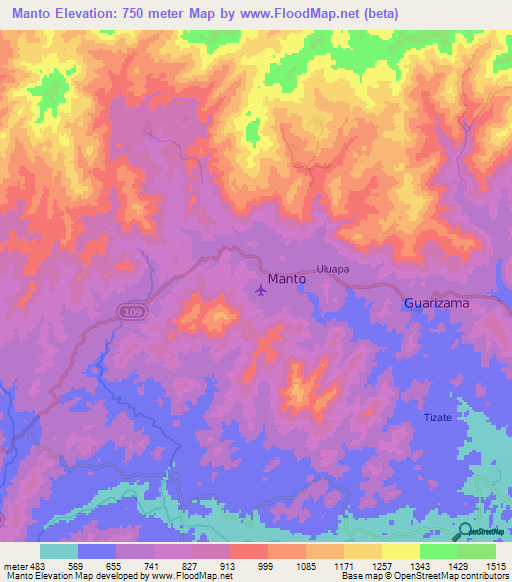 Manto,Honduras Elevation Map