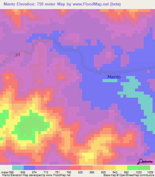 Manto,Honduras Elevation Map