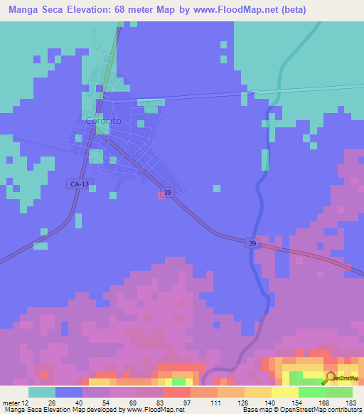 Manga Seca,Honduras Elevation Map