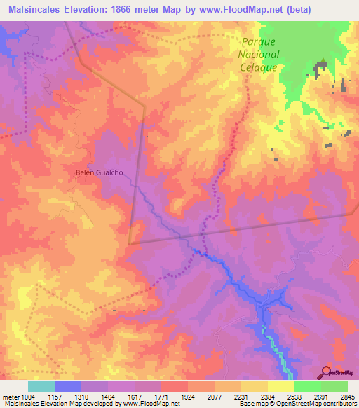 Malsincales,Honduras Elevation Map