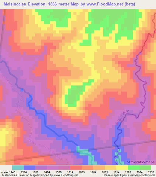 Malsincales,Honduras Elevation Map