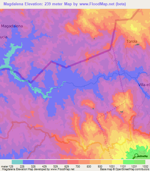 Magdalena,Honduras Elevation Map