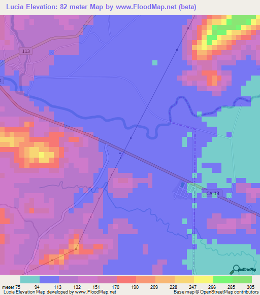 Lucia,Honduras Elevation Map