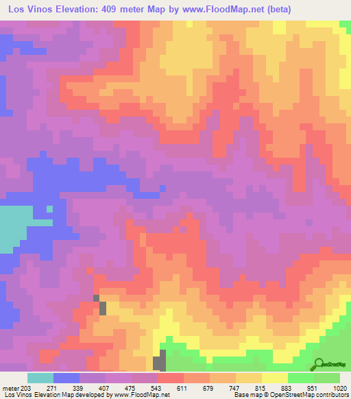 Los Vinos,Honduras Elevation Map
