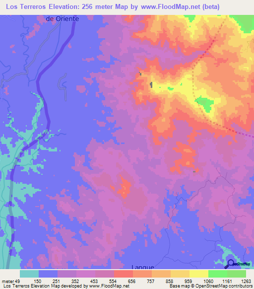 Los Terreros,Honduras Elevation Map