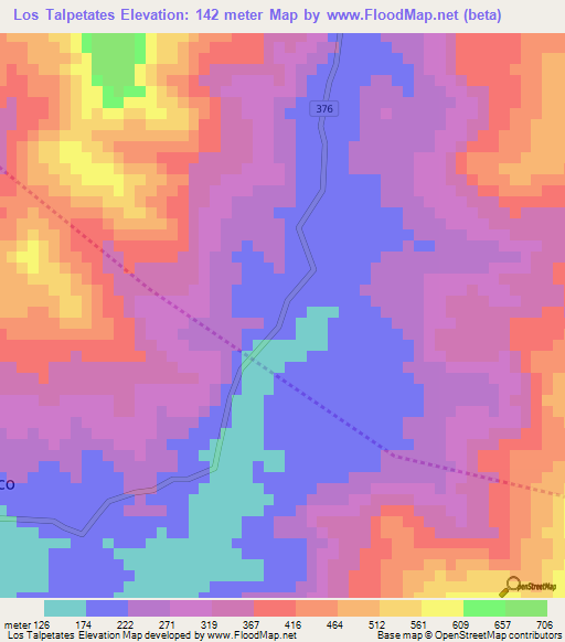 Los Talpetates,Honduras Elevation Map