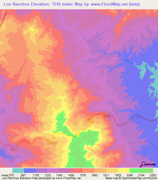 Los Ranchos,Honduras Elevation Map
