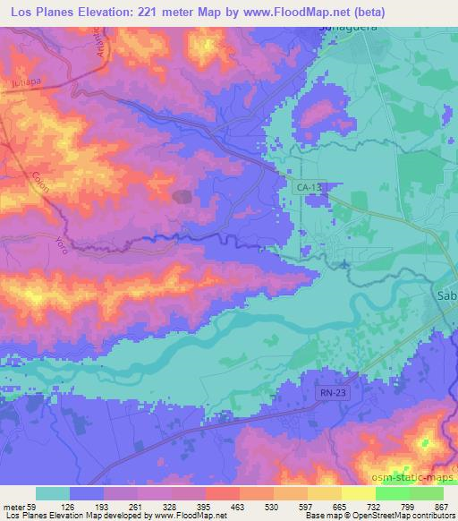 Los Planes,Honduras Elevation Map