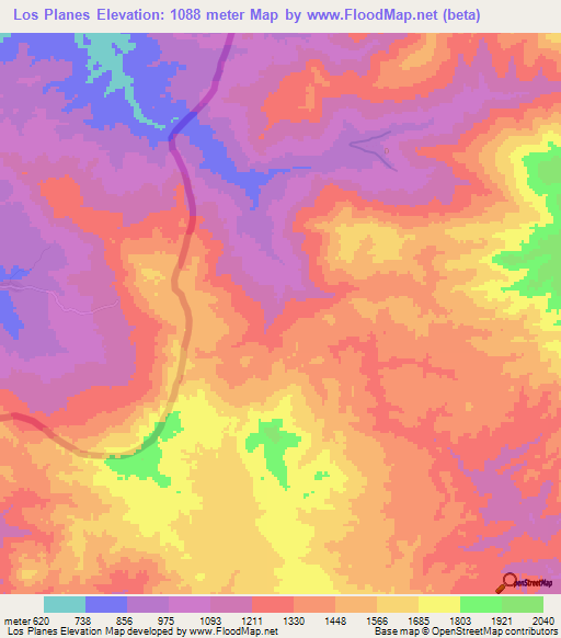 Los Planes,Honduras Elevation Map