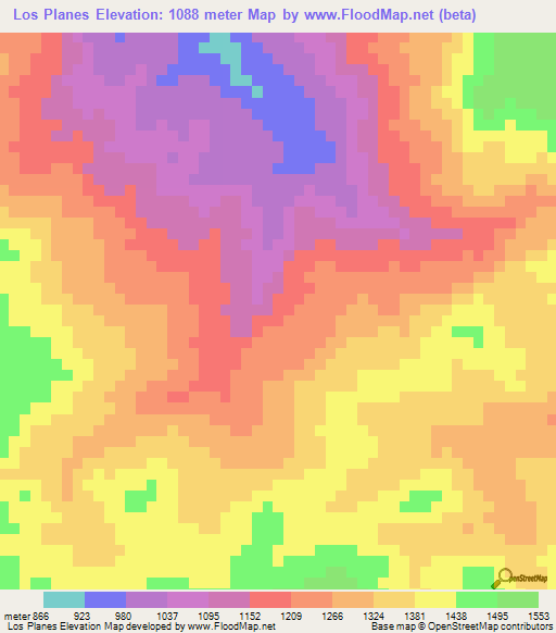 Los Planes,Honduras Elevation Map