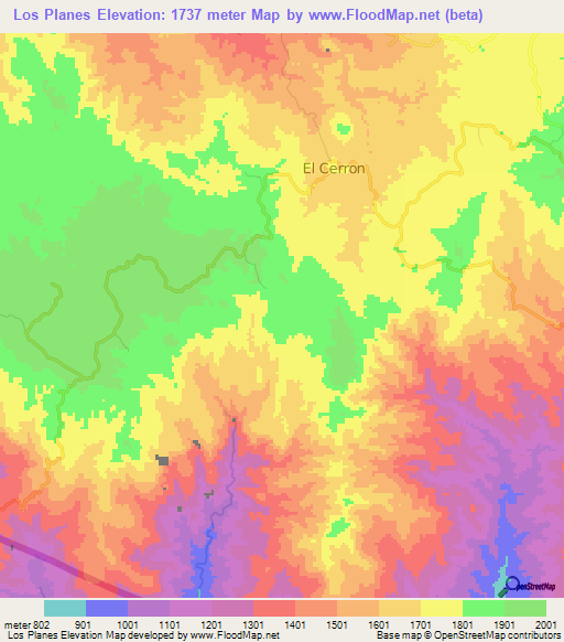 Los Planes,Honduras Elevation Map