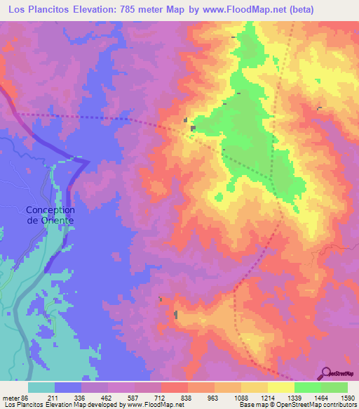 Los Plancitos,Honduras Elevation Map