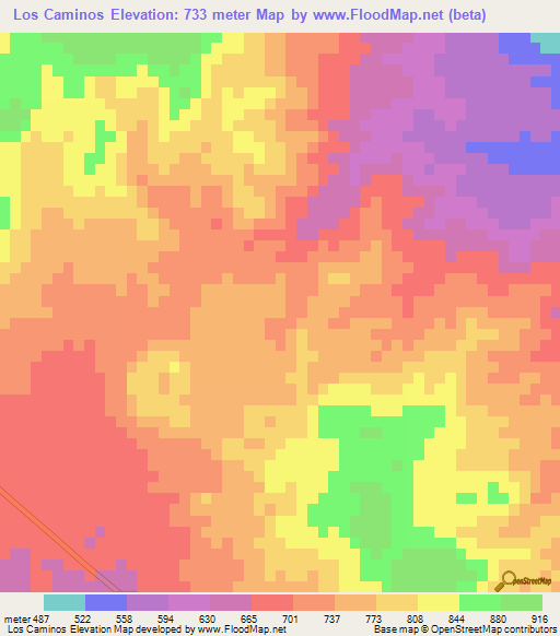 Los Caminos,Honduras Elevation Map