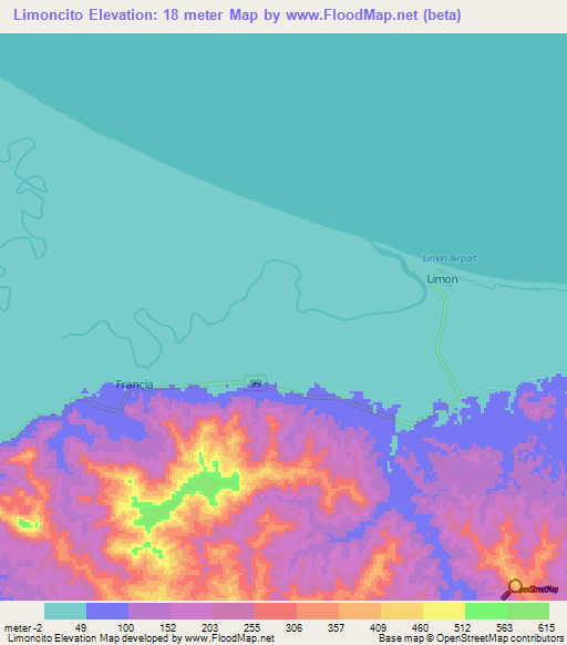 Limoncito,Honduras Elevation Map