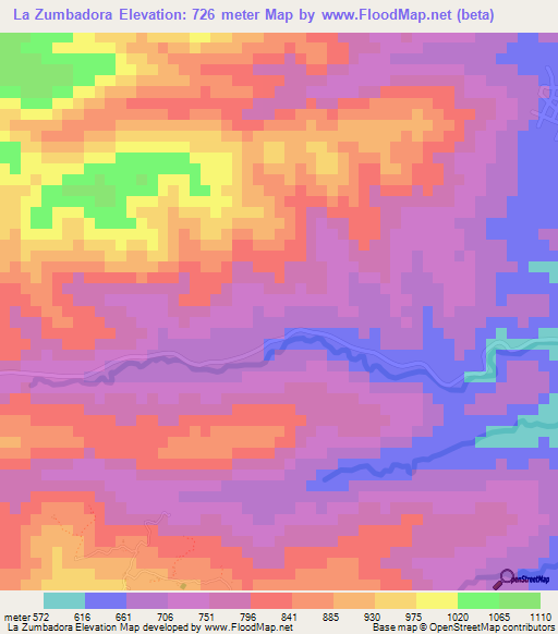 La Zumbadora,Honduras Elevation Map