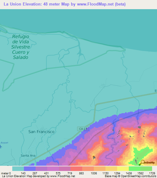 La Union,Honduras Elevation Map