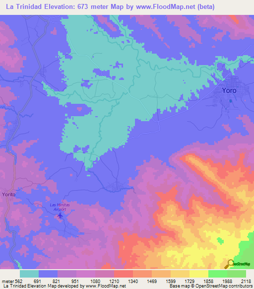 La Trinidad,Honduras Elevation Map
