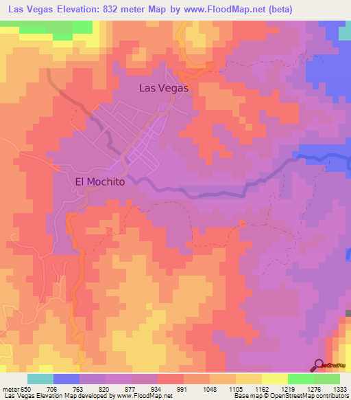 Elevation of Las Vegas,Honduras Elevation Map, Topography, Contour