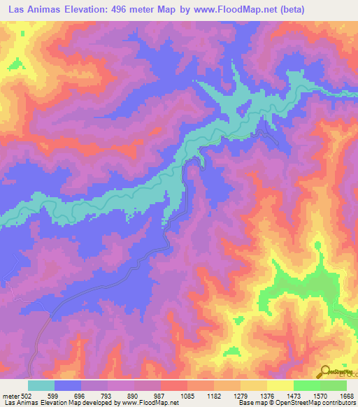 Las Animas,Honduras Elevation Map