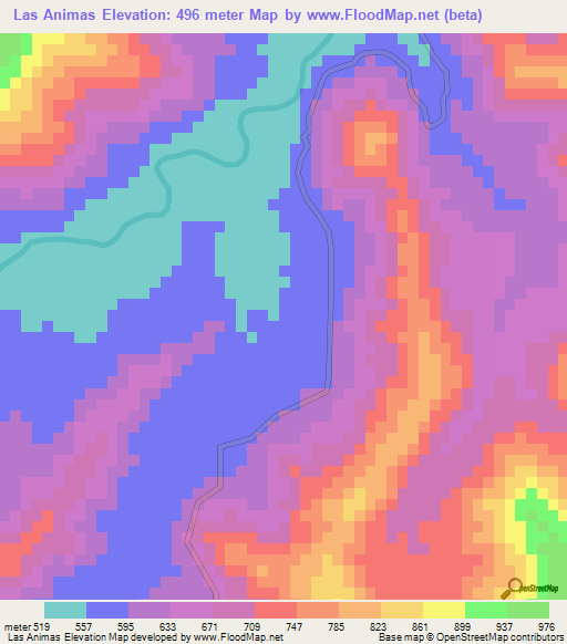 Las Animas,Honduras Elevation Map
