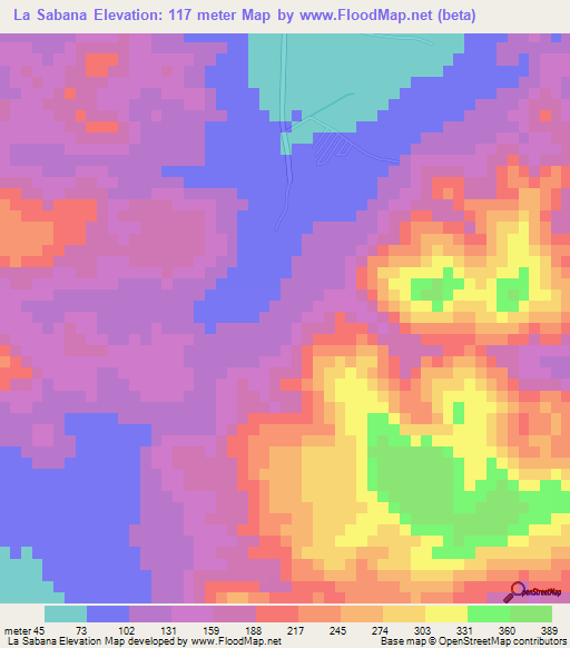 La Sabana,Honduras Elevation Map