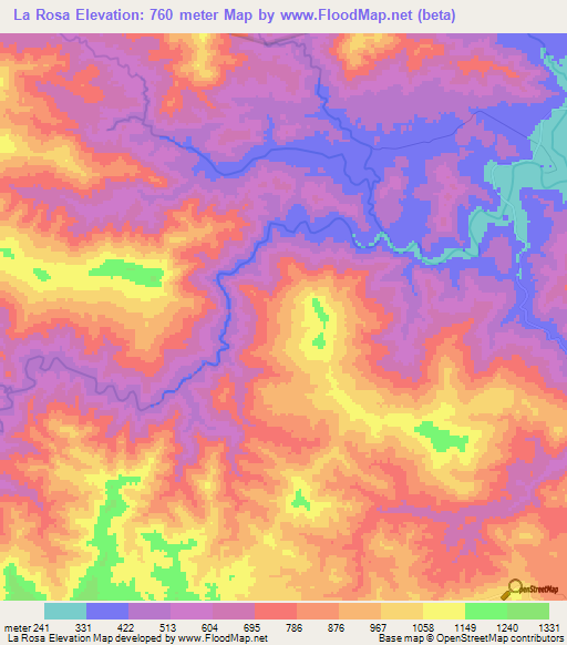 La Rosa,Honduras Elevation Map