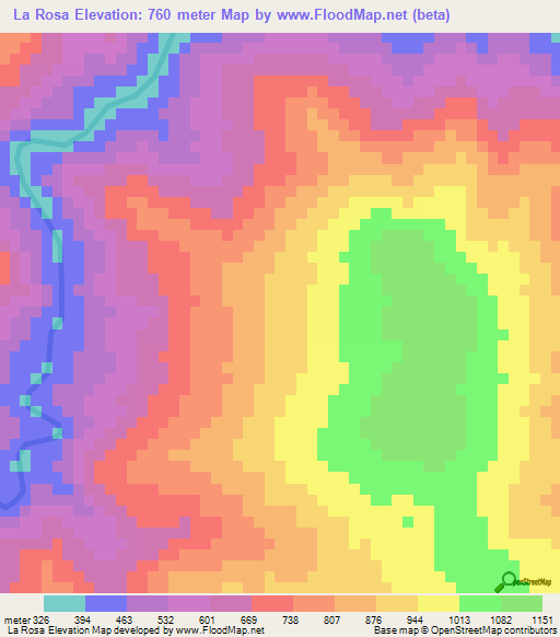 La Rosa,Honduras Elevation Map