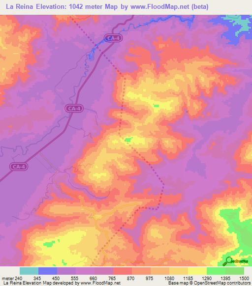 La Reina,Honduras Elevation Map